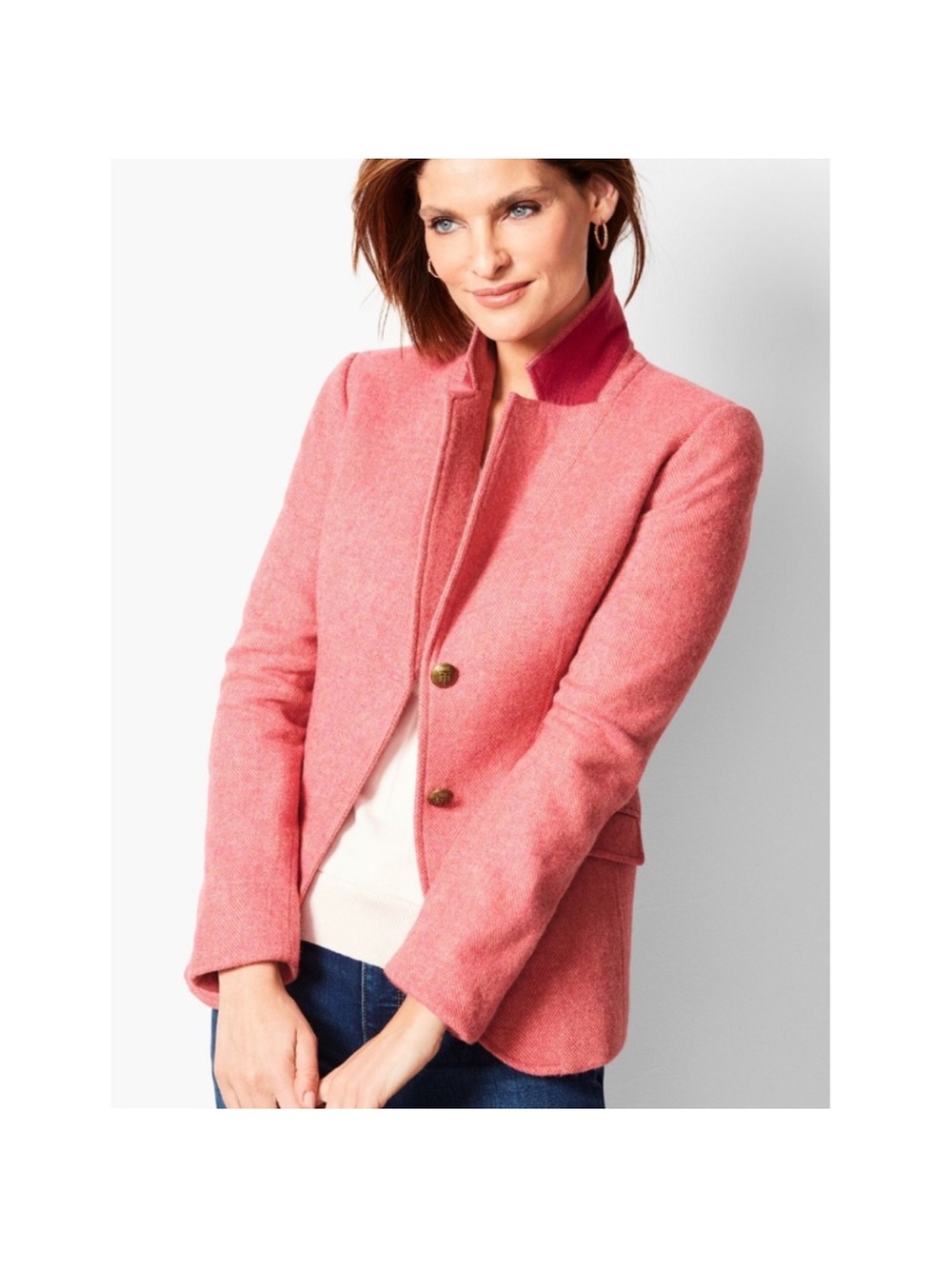 Talbots Aberdeen Blazer in a pink herringbone wool blend sz. 12